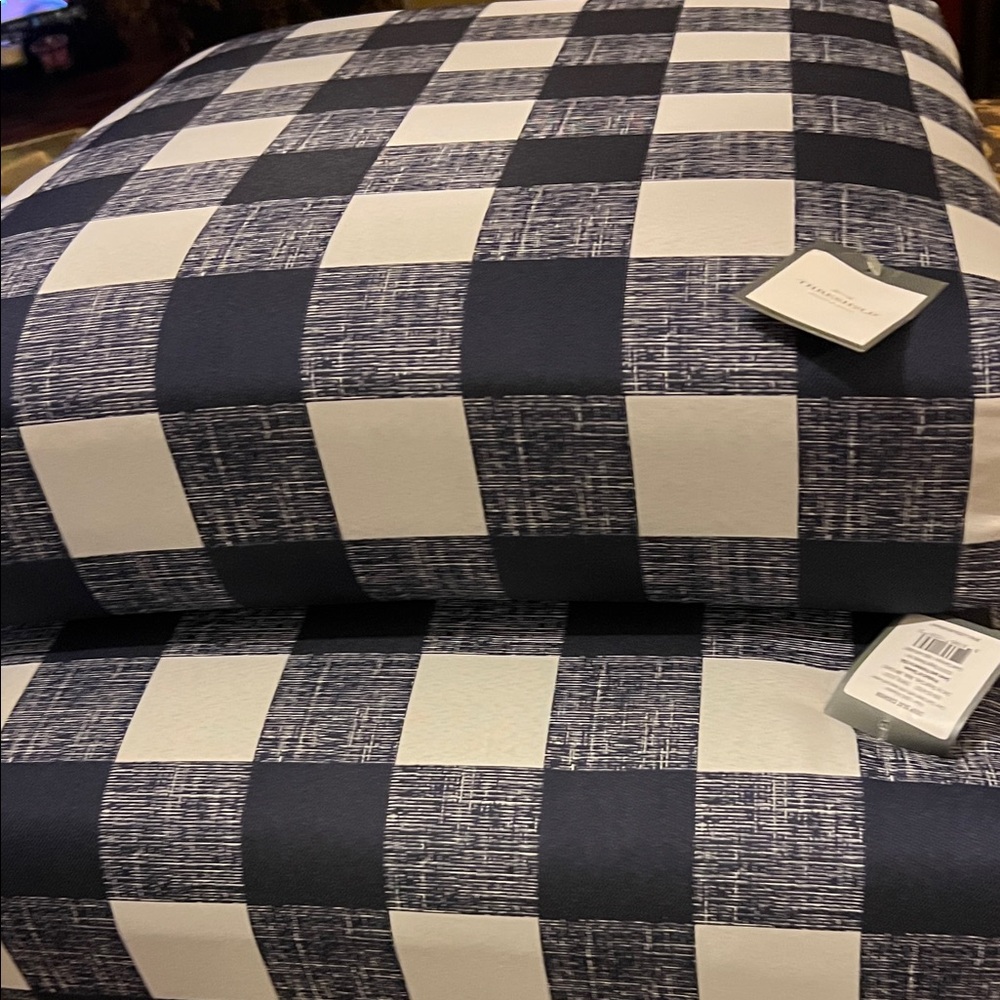 Navy and Cream Buffalo Check Deep Seat Cushion /Pair